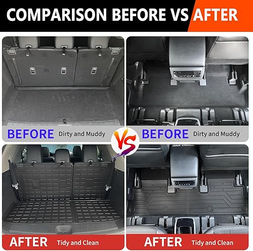 Miniatura 3 de powoq Alfombrilla de suelo compatible con Nissan Pathfinder 2022 2023 2024 con alfombrilla de respaldo, forro de carga de tercera fila de repuesto