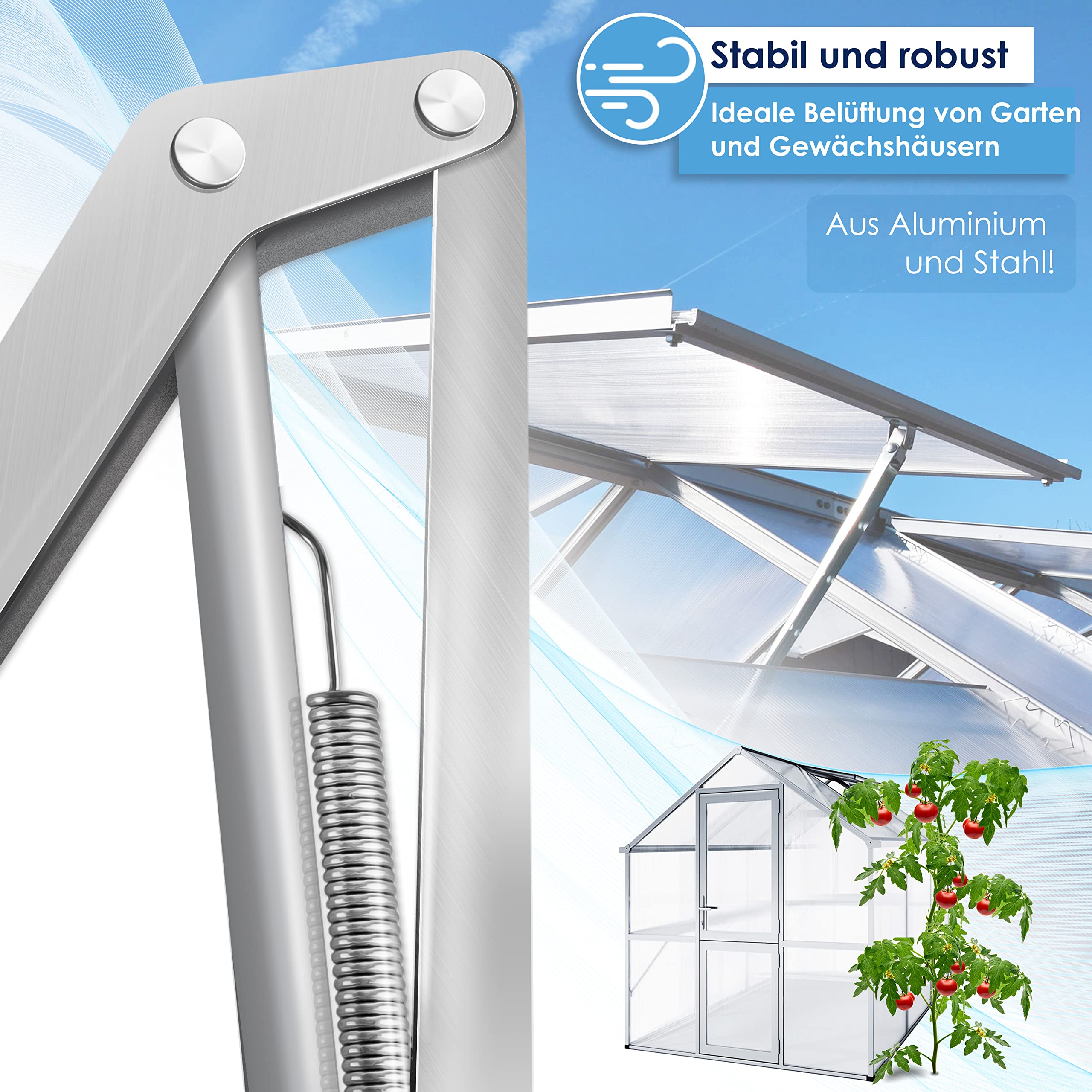 KESSER® Ouvre-vitre Automatique pour Serre 7,5 kg de Force de Levage 45cm de Hauteur d'ouverture Angle d'ouverture continu lève-vitre Ouverture et Fermeture automatiques, 2X