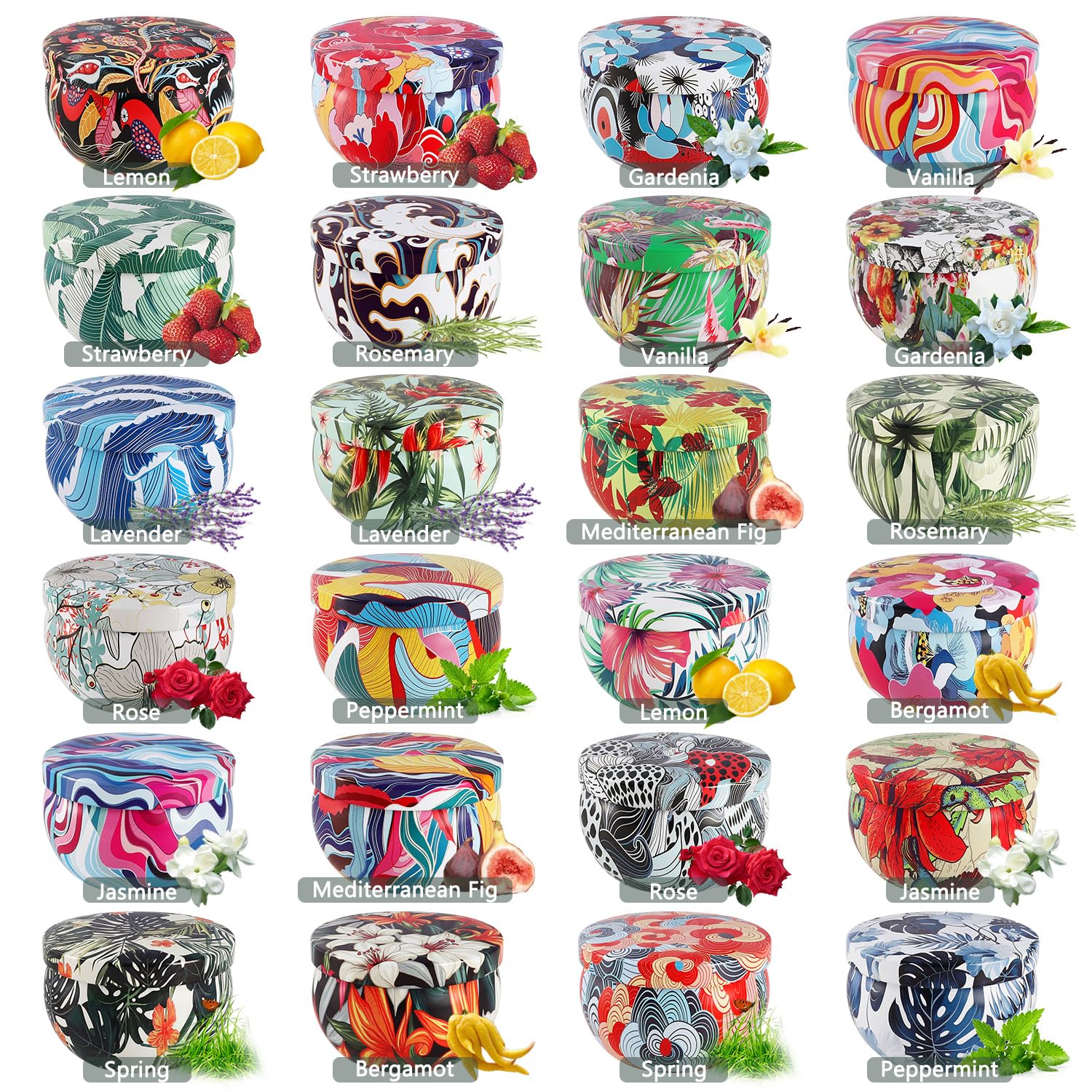 LIVEN Lot de 24 bougies d'aromathérapie en pot de cire de soja, bougies parfumées pour la maison, bougies pour maman, pour Noël, anniversaire, Thanksgiving, fête des mères - 70,9 g
