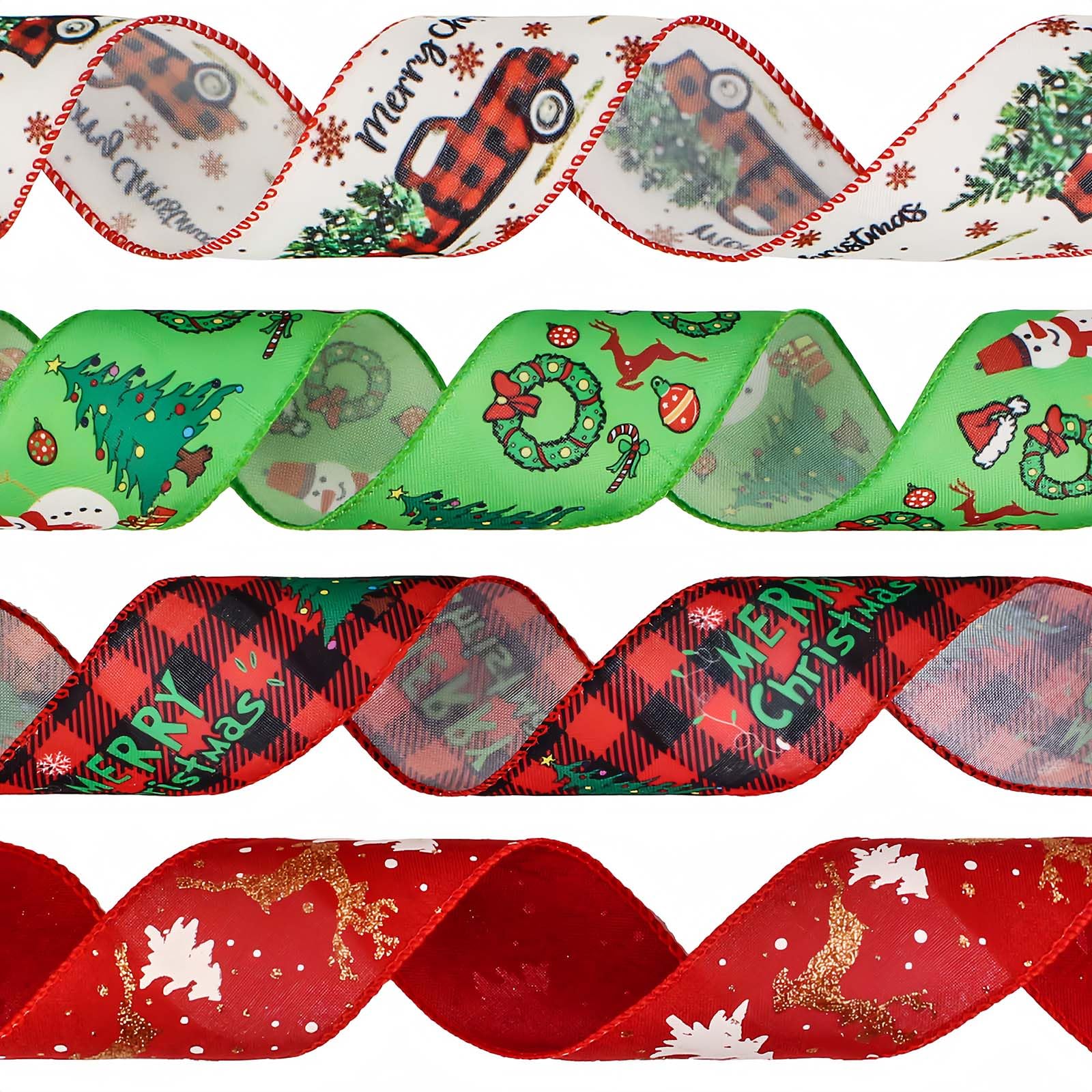 LaRibbons Grün-rotes Kariertes Band Mit Draht – 6,3cm X 9,1m, Perfekt Für Weihnachtsdeko & Geschenke