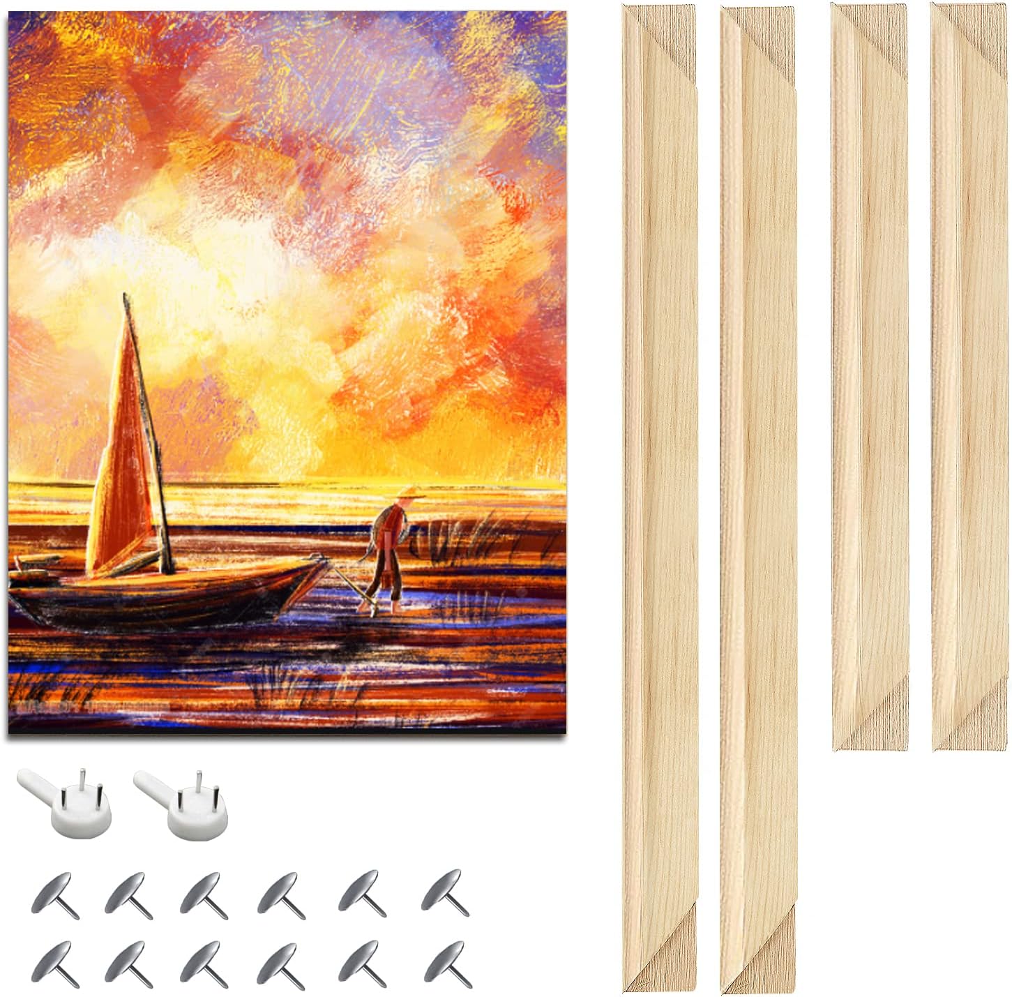 EVNEED DIY Canvas Stretcher Bars 12x16 Inch Canvas Frame - Easy to Assemble, Gallery Wrap Oil Frame Kits Canvas Wood Stretcher Bars- for Oil Paintings, Prints, Paint