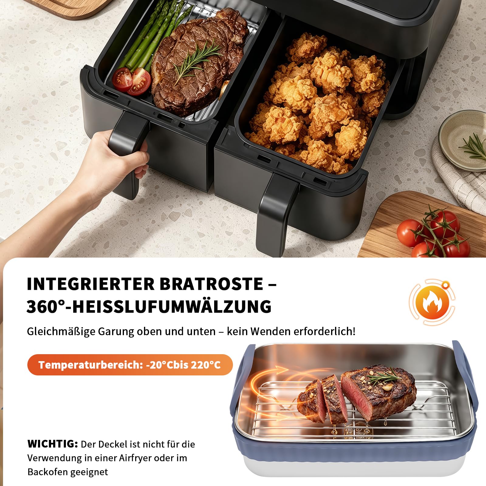 Fuente de horno Airfryer accesorios 6 piezas para Ninja AF400EU/AF500EU