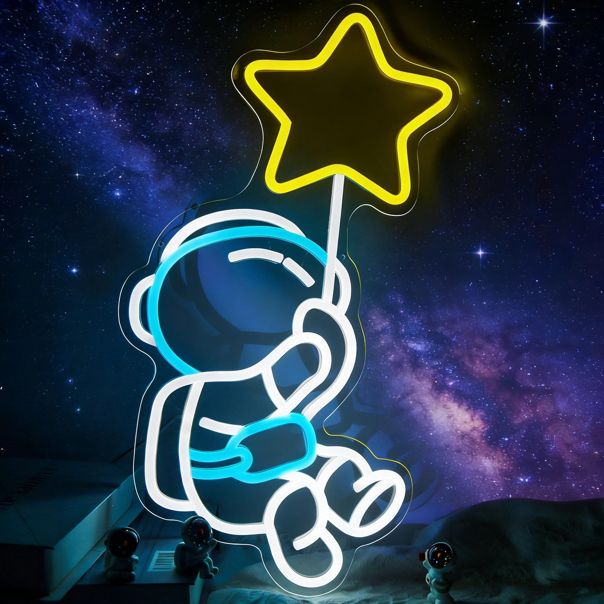 Astronaut Star Neon Sign, Large LED Neon Light for Wall Decor, Dimmable LED Light with Neon Stars, Room Decor for Kids Teens Kids Room โ image 1