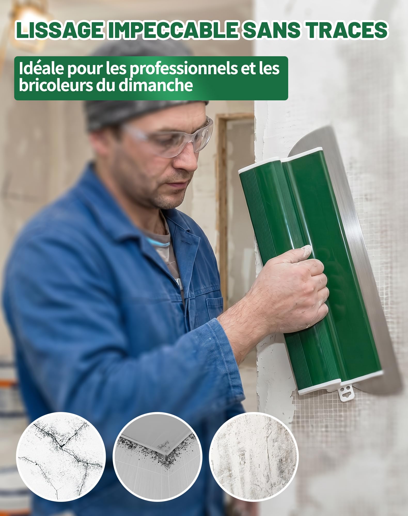 LAOYE Lame a Enduire 60cm Lisseuse Enduit Spatule Enduit Lissage 600mm Couteau a Enduire Lame a Lisser Outil Lissage pour Mur Plafond