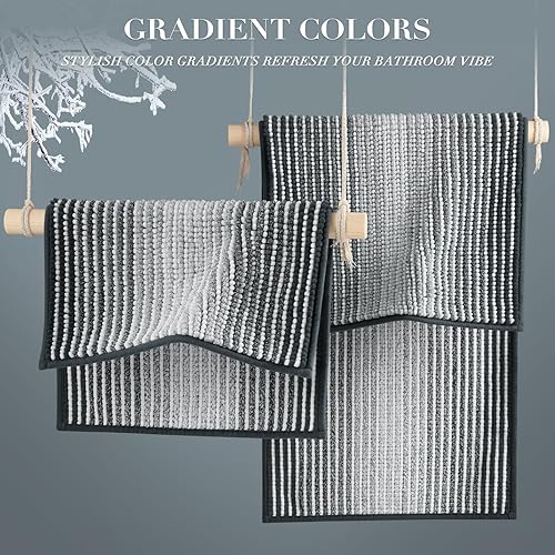 Miniatura 45 de BSICPRO Juego de alfombras y tapetes de baño, 2 piezas de felpilla gruesa y absorbente, antideslizantes, suaves y peludas para baño, lavables a