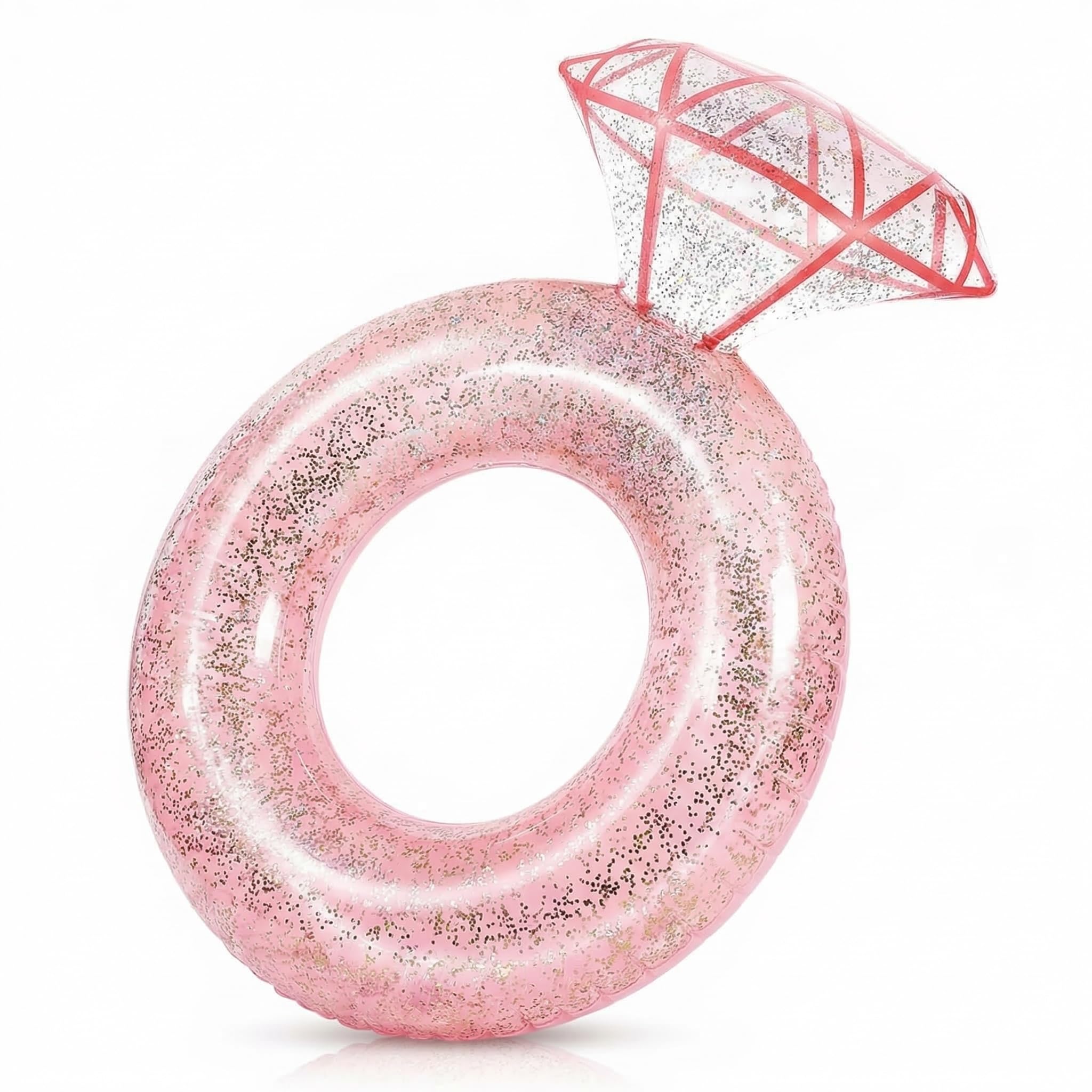 Inflatable Diamond Ring Pool Floats for Adults,Bachelorette Party Decorations,Engagement Ring Swimming Pool Inflatables,Rubber Rings for Wedding Beach Party,Large Pool Float Supports 265 lbs (Pink)
