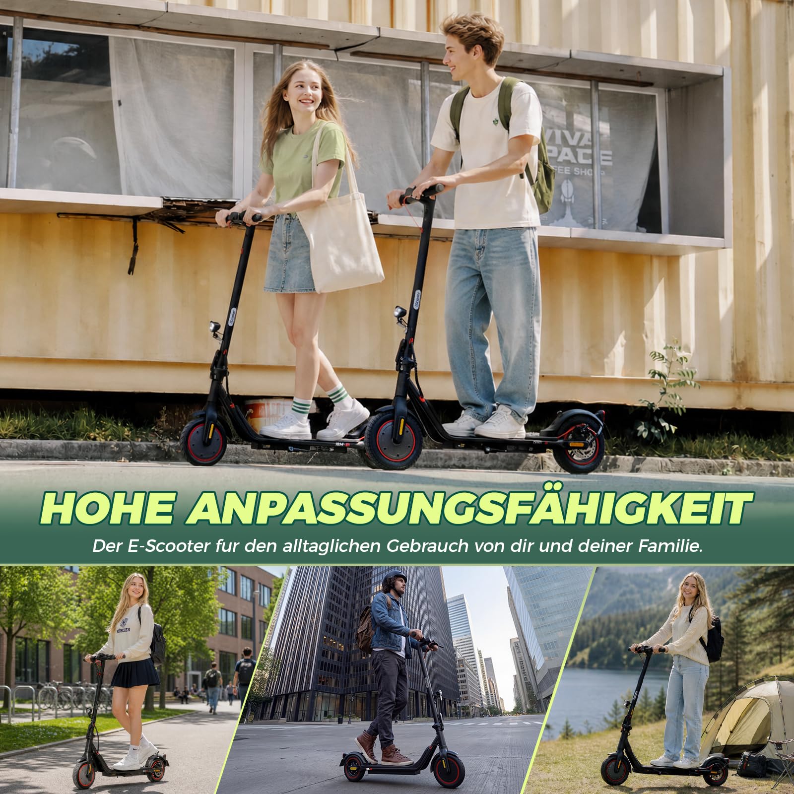 E Scooter mit Straßenzulassung für Teenager ab 14 Jahre, Max 20km Reichweite 20km/h, ABE Faltbarer E Roller mit 8.5 Zoll Luftreifen, Leicht Tragbar Elektroroller für Stadtpendler Campusverk