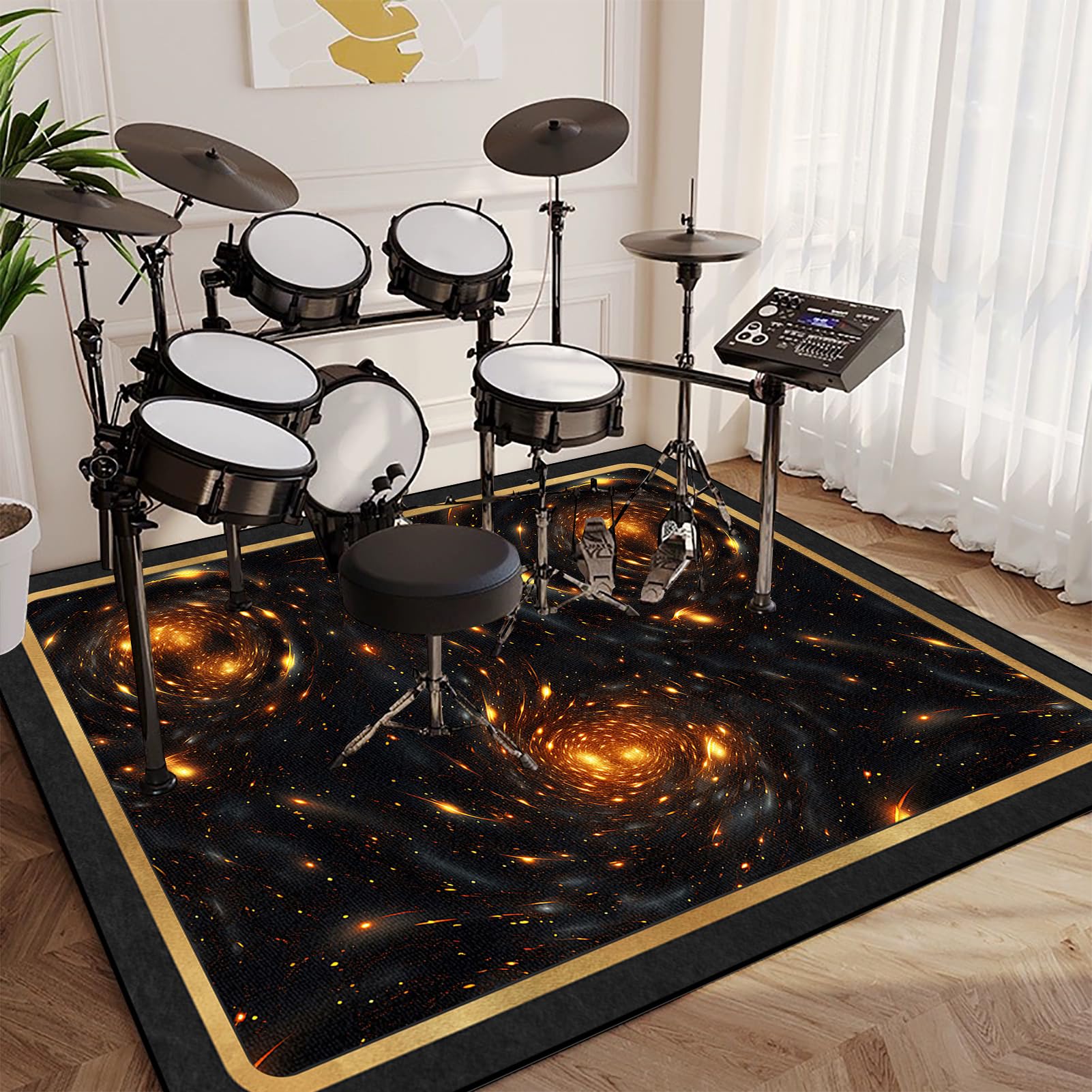 110 x 80 cm Alfombra para Batería y Percusión, Alfombra de Tambor Insonorizada, Alfombra Profesional de Jazz para Caja Bombo Baterías Acústico Tambor y Otros Instrumentos Antideslizante