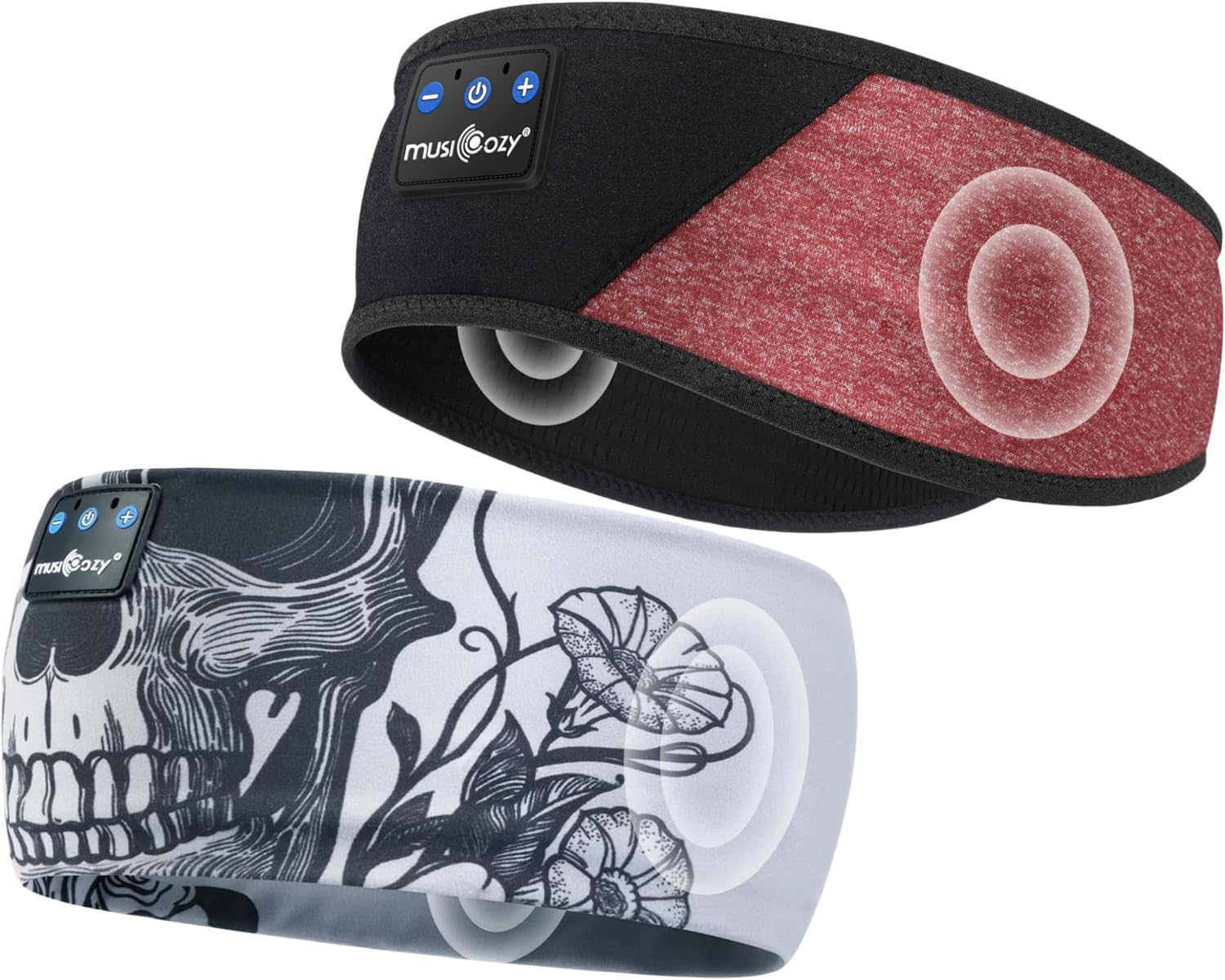 MUSICOZY Sleep Headphones Bluetooth Headband Wireless Music Headband Headphones, Earbuds for Side Sleepers Women Men Workout Running Travel Yoga Cool Gadgets Unique Gift, 2 Packs