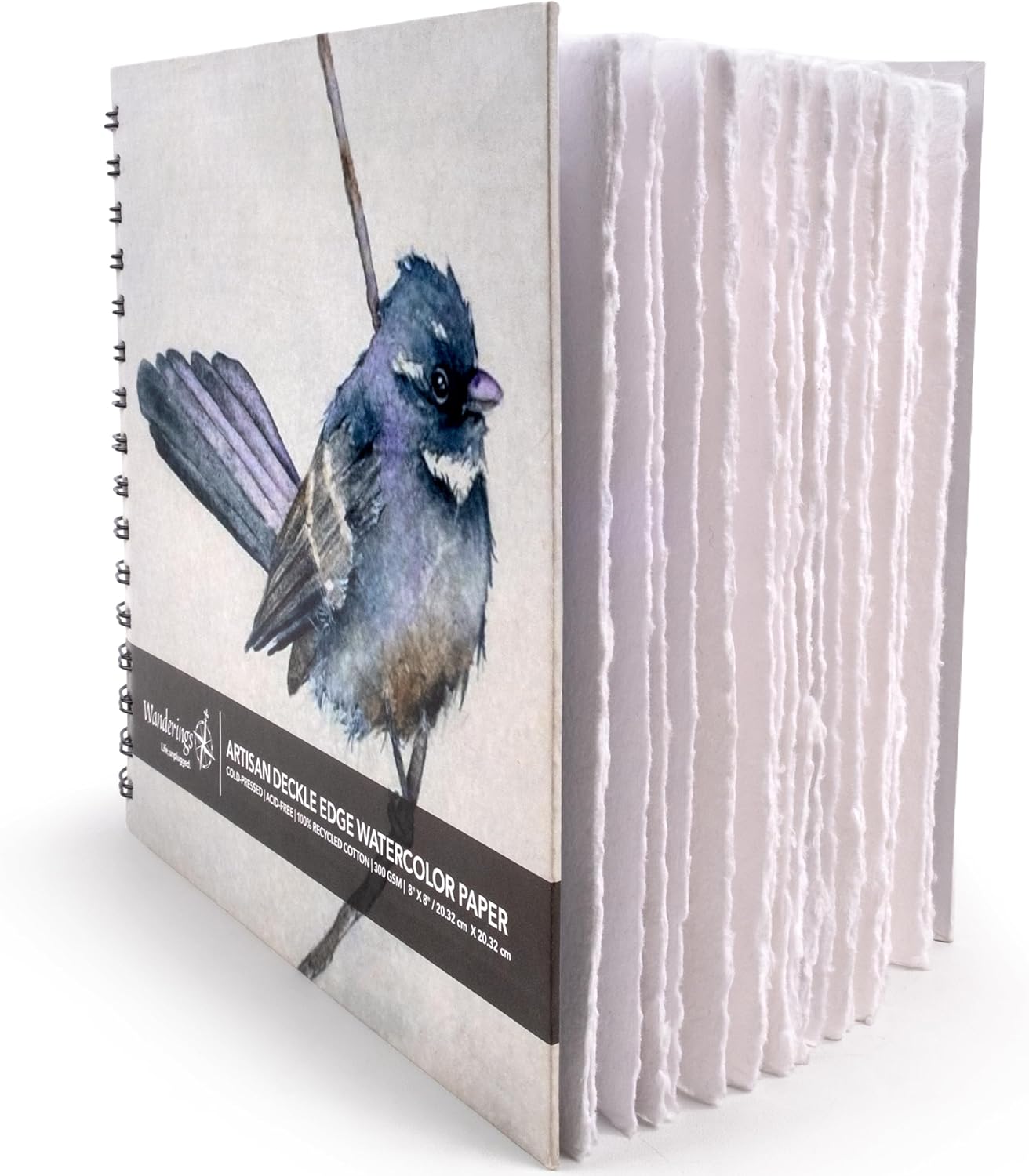 Wanderings Tear Out Watercolor Journal - 8"x8" - Premium Art Journal with Handmade Deckle Edge Paper Featuring 350 GSM Cold Press Paper for Scrapbook, Watercolor Album, Sketchbook, Drawing Pad