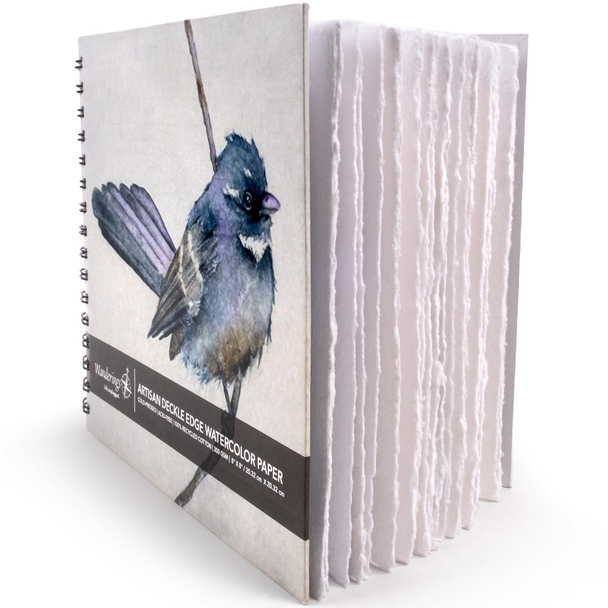 Wanderings Tear Out Watercolour Journal - 20x20cm - Premium Art Journal with Handmade Deckle Edge Paper Featuring 350 GSM Cold Press Paper for Scrapbook, Watercolour Album, Sketchbook, Drawing Pad