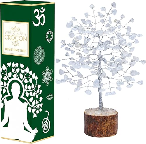 Árbol de la vida de cristal de cuarzo transparente, piedra preciosa para energía positiva, decoración de Feng Shui, árbol de chakras hecho a mano