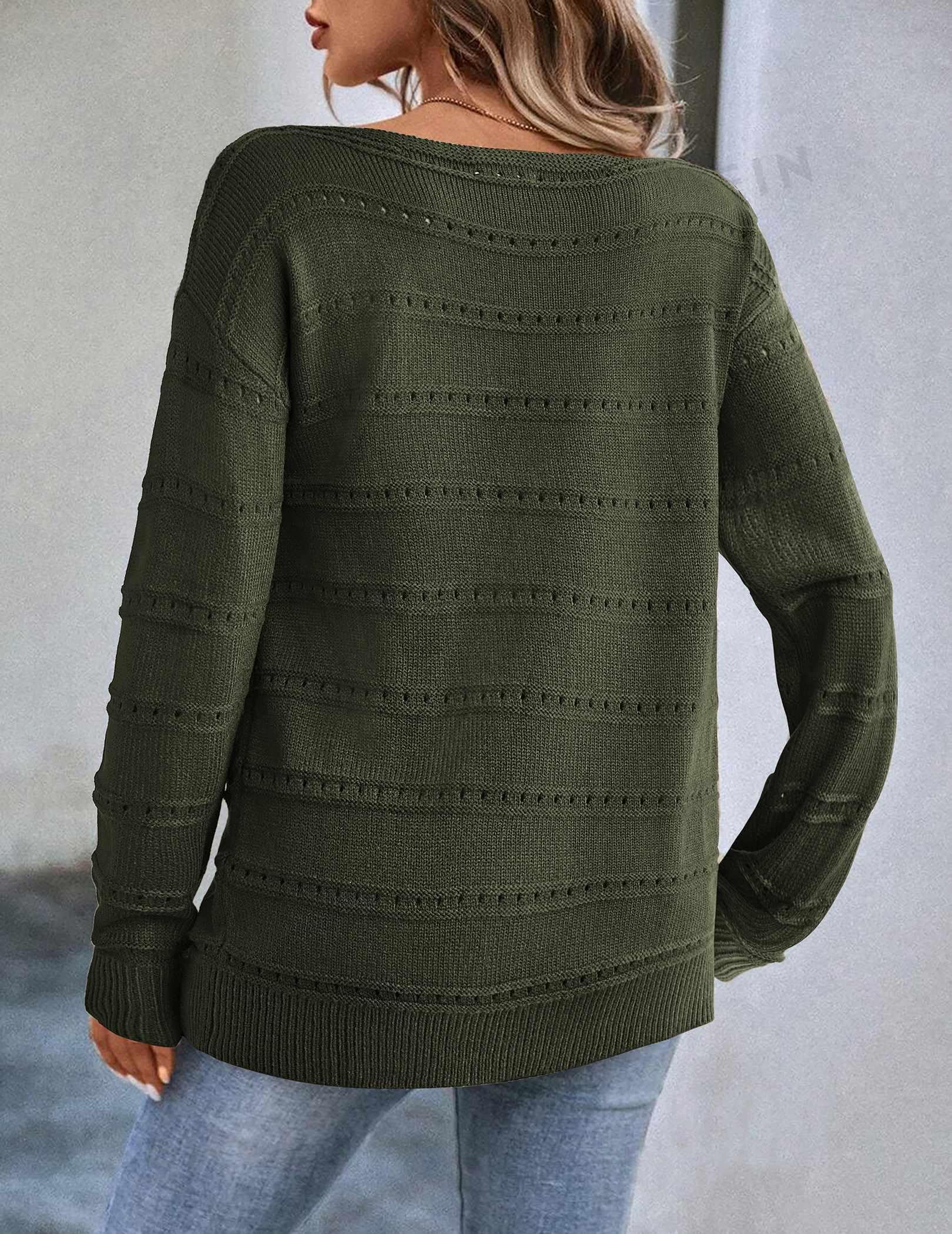 Zeagoo Maglioni da donna a maniche lunghe con spalle scoperte, pullover top traforato all'uncinetto, abiti casual eleganti
