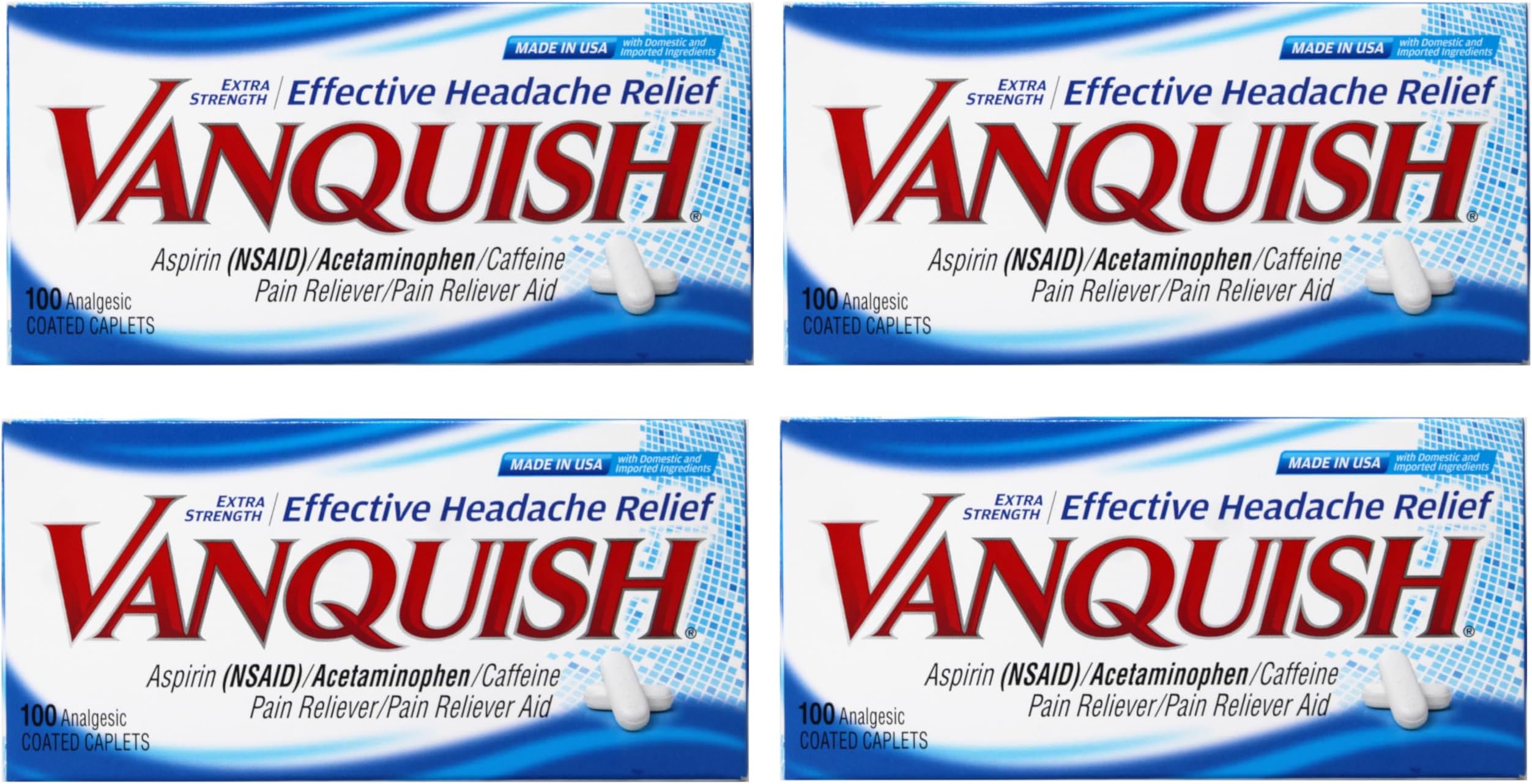 Vanquish Extra Strength Pain Reliever Caplets, 4 Count