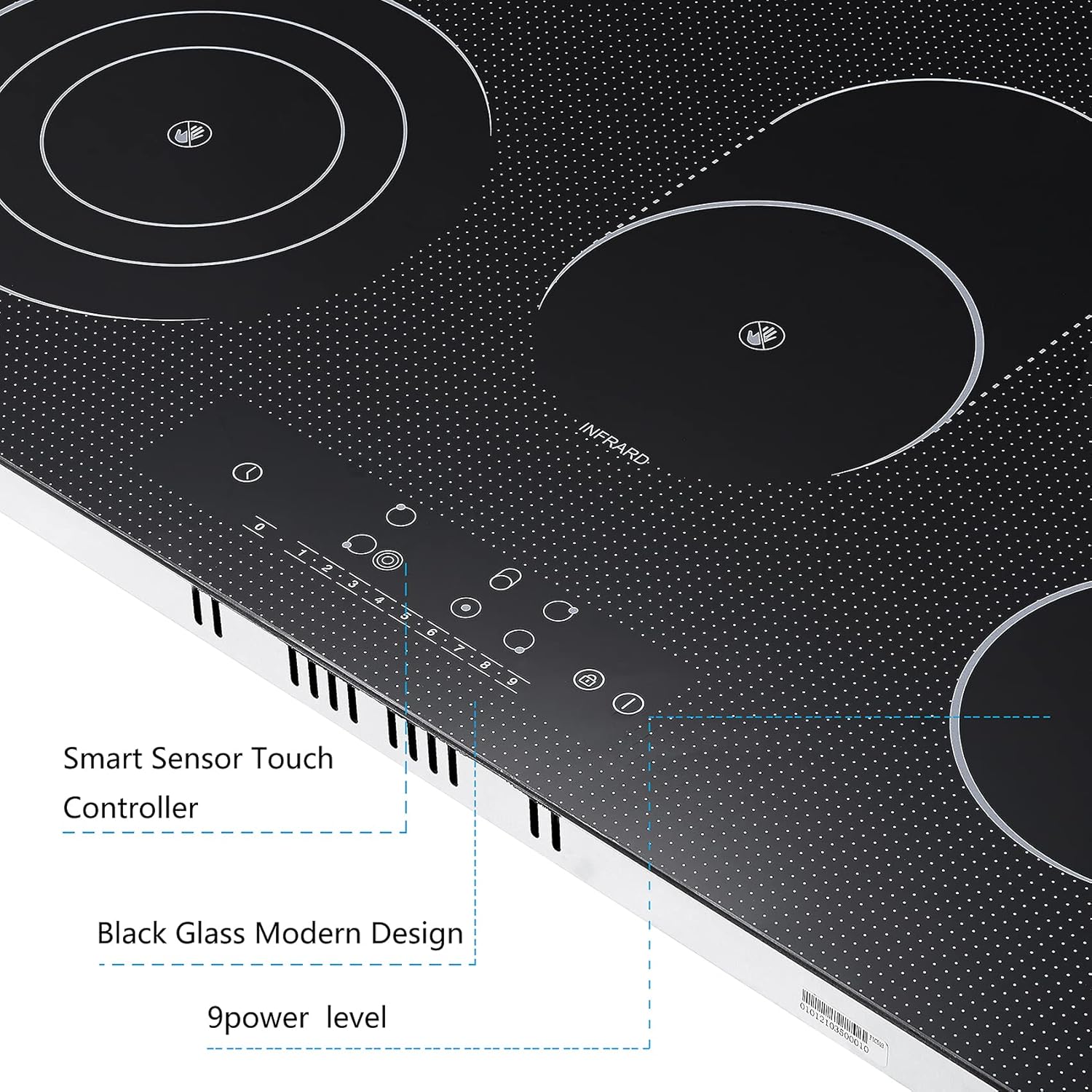 Electric Cooktop, STULENG 5 Burner Cooktop Stove Top 30 Inch Built In Countertop, Radiant Glass Cooktop Infrared Cooker,Sensor Touch Control 9 Heating Level, Timer, Kid Safety Lock, Wiring Black : Appliances