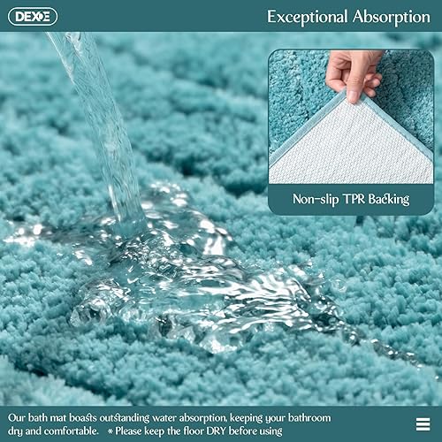 Miniatura 7 de DEXDE Tapete de baño de lujo, tapete de baño de microfibra esponjosa, extra suave y absorbente, antideslizante, tapete de baño para suelo de baño,