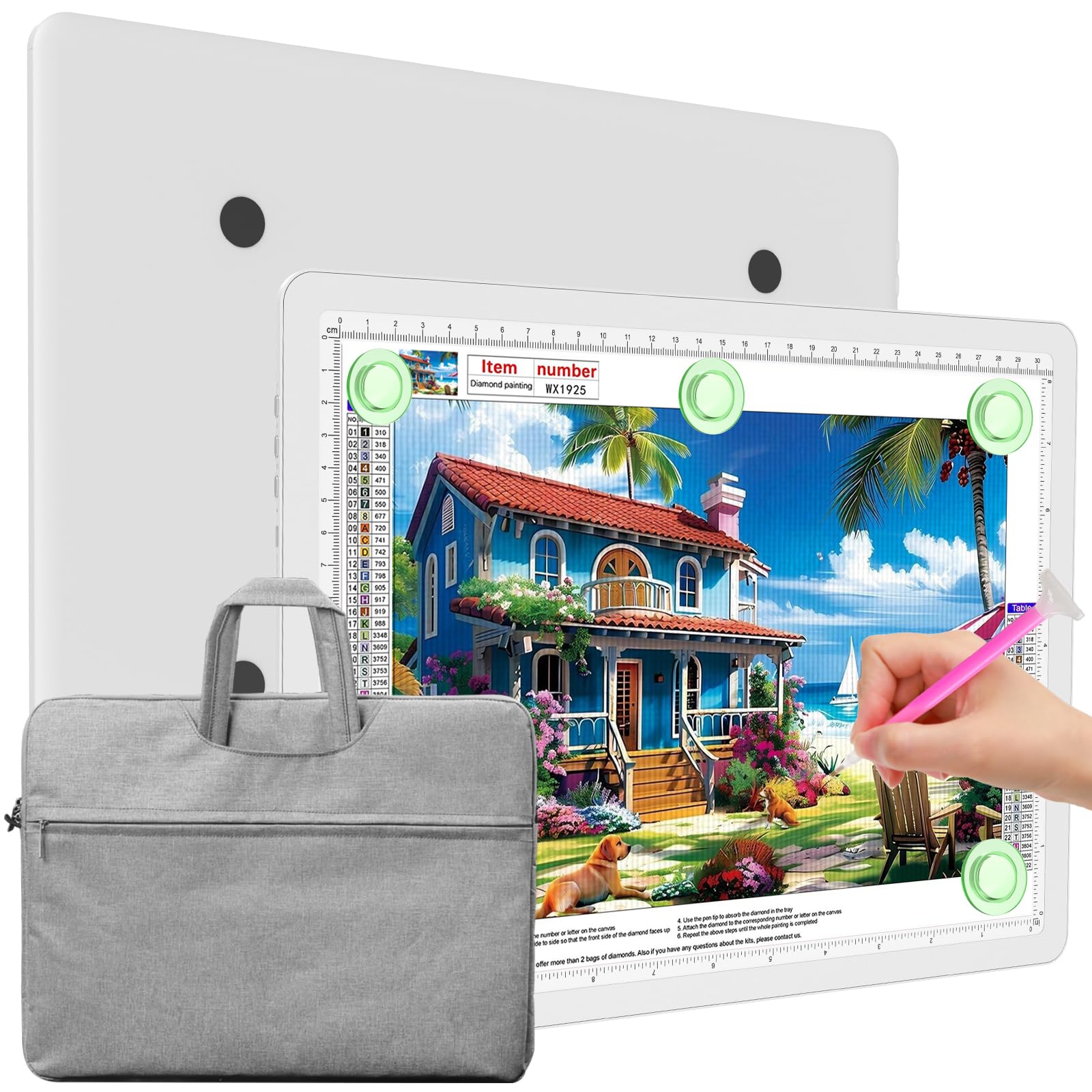 Elice Magnetic A4 Light Board with Bag for Diamond Painting, Tracing LED Light Box with Side Buttons, Super Bright Diamond Art Light Pad, Light Table