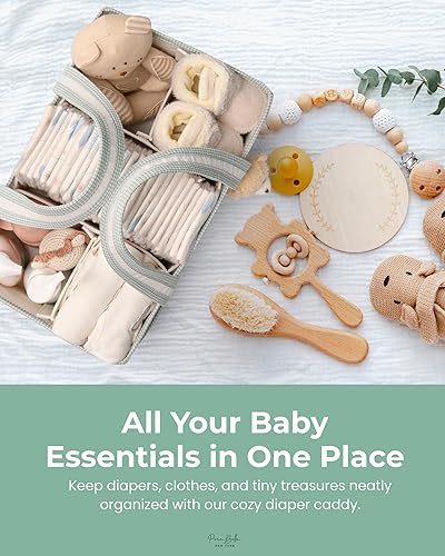 Miniatura 3 de PeraBella Organizador de pañales XL con asa, bolsa de cesta de regalos para baby shower, artículos imprescindibles de búsqueda de registro,