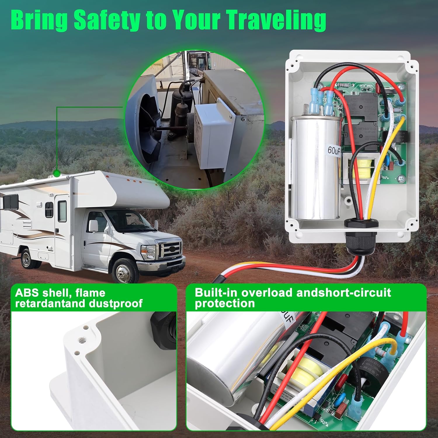 AC Capacitor Soft Start Control Kit 1497-3601 for Coleman-Mach 450XX 452XX 470XX 472XX 480XX 482XX Series for RV Air Conditioning Auxiliary Starter, Reduce the Starting Current of the Compressor