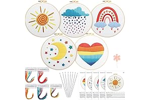 5 Set Embroidery Kit for Beginners Boho Rainbow Cross Stitch