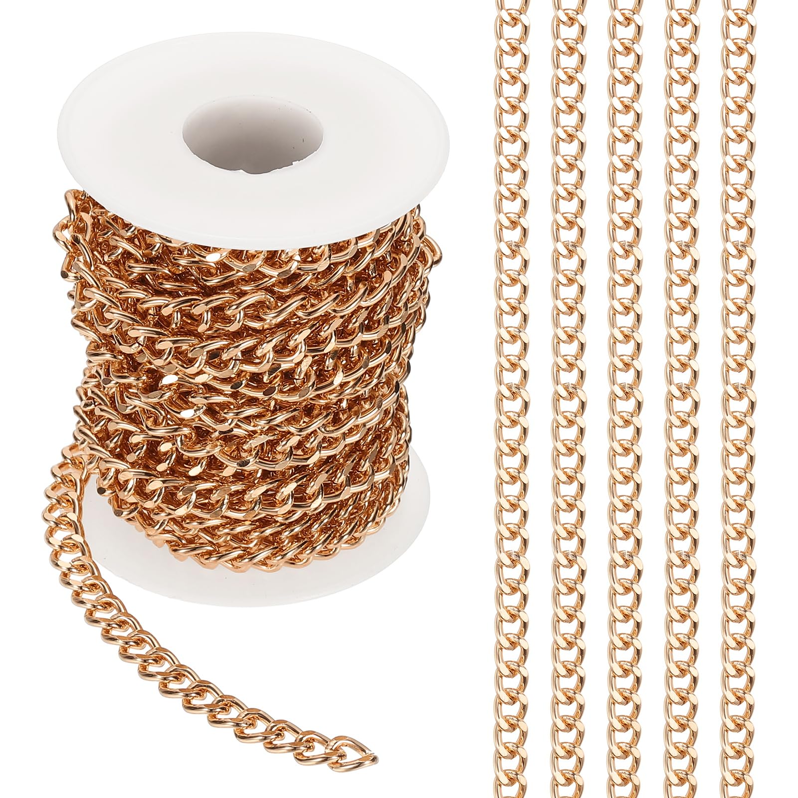 Chaîne curb aluminium légère 8x6mm pour éviter les bijoux trop lourds
