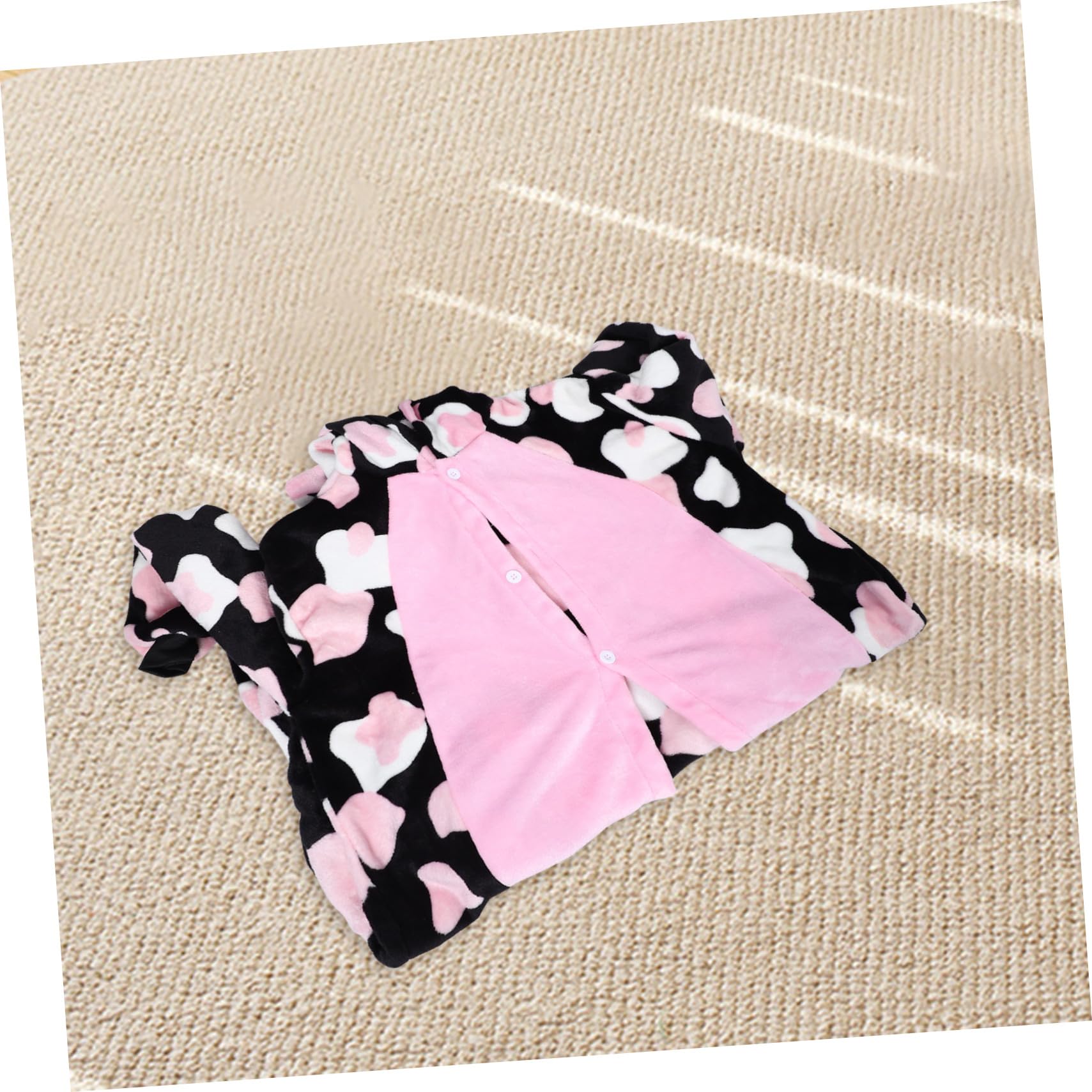 Ipetboom Pijama Entero Unisex de Franela Gruesa Vaca Rosa para Halloween y Cosplay Disfraz Cómodo y Cálido para Hombre y Mujer XL