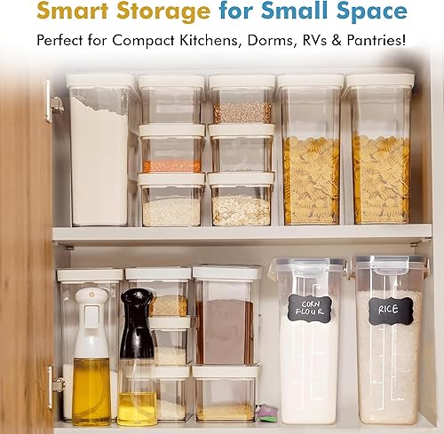 Miniatura 6 de Shazo Paquete de 2 recipientes pequeños herméticos para cereales con tapas, perfecto para ahorrar espacio, sin BPA, organización de despensa y