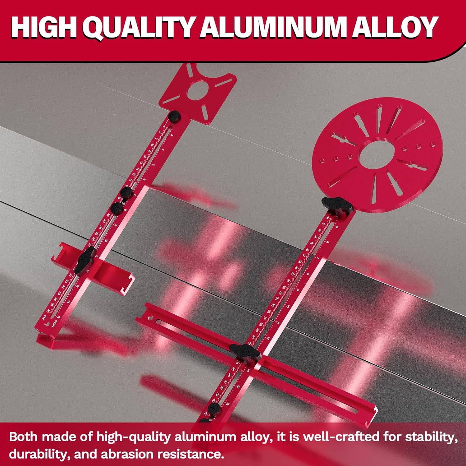 Router Milling Groove Bracket Tool Kit, Midium for Small Circles From 7" to 26", Large for Large Circles From 10" to 62", Aluminum Alloy Router Circle Cutting Jig Tool for Woodworking
