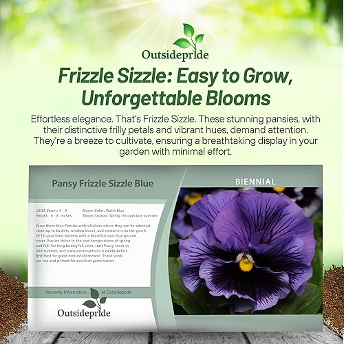 Miniatura 6 de Outsidepride Frizzle Sizzle - Semillas de pensamiento azul para plantar, 50 unidades. Flores biennales, resistentes al frío y aptas