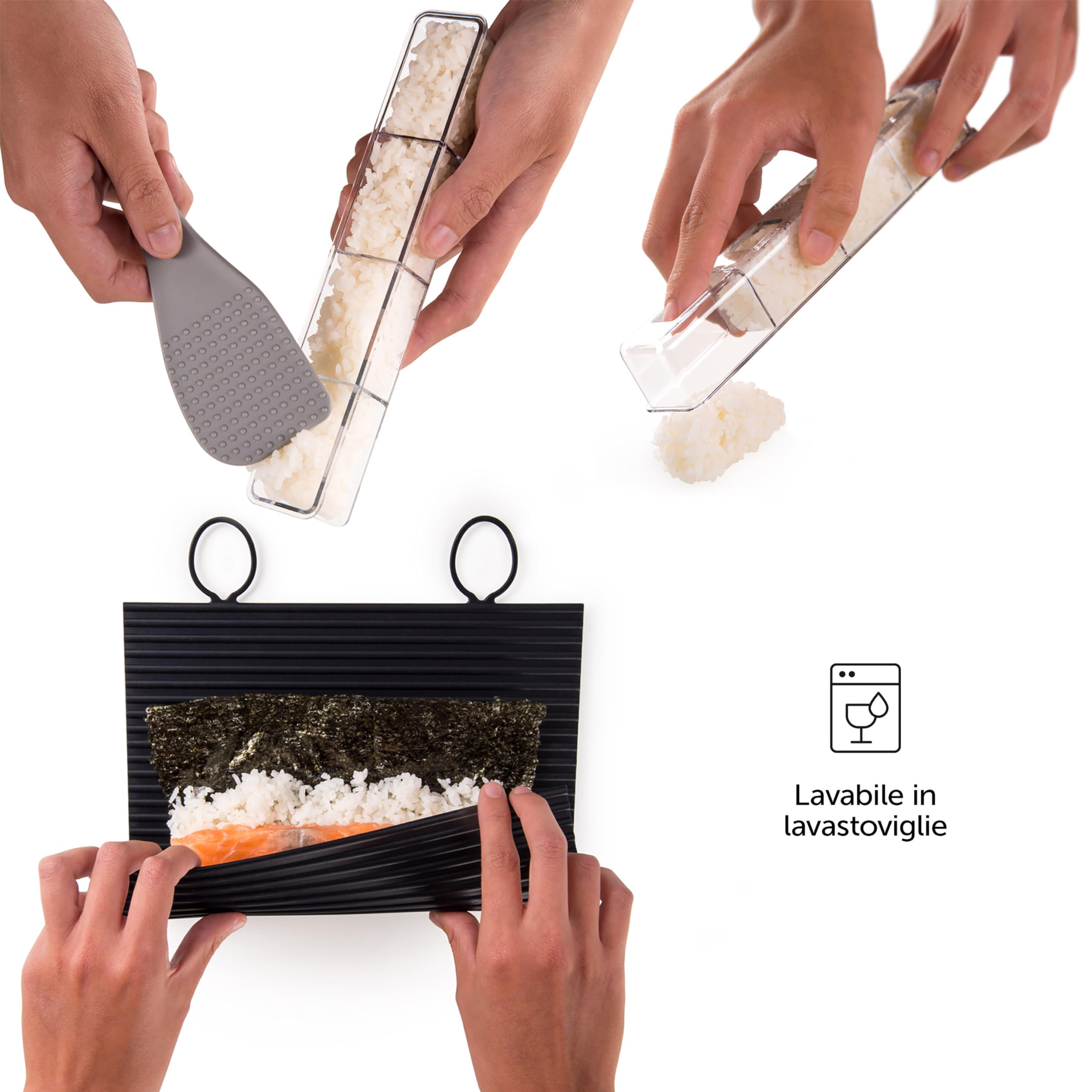 Kit Per Sushi Blumtal - Tappetino Silicone Lavabile, Bacchette Legno, Stampo Nigiri (7 Pezzi) - Foto 6