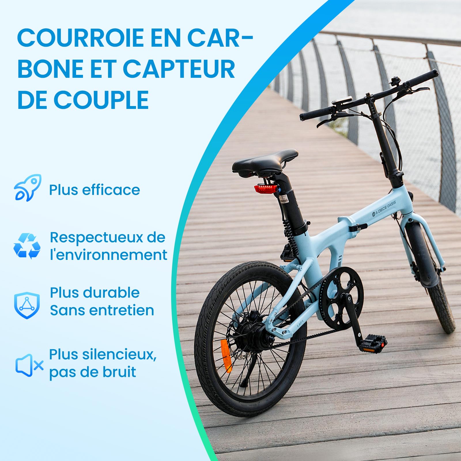 A Dece Oasis ADO Air20S 20'' Vélo Électrique Pliable, Vélo Électrique Portable 18.5 kg, Smart E-Bike avec 3 Modes de Conduite, Batterie Amovible 36V/9.6Ah, Autonomie de 100 km