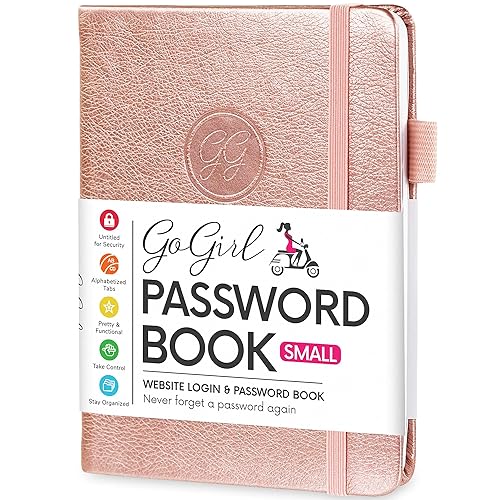 GoGirl Cuaderno para contraseñas con pestañas alfabéticas, diario de direcciones de Internet y contraseñas para guardar inicios de sesión de sitios