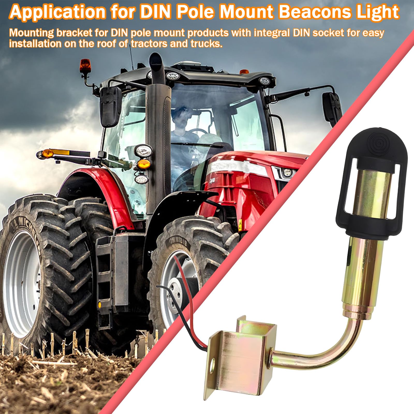 Halter für Rundumleuchte Mit Cable 12V Halterung für Rundumleuchten Kompatibel mit John Deere/Fendt Traktor (1PC - Halterung (HM040))
