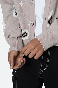 mnml Men's Paisley Cardigan Sweater Taupe at Amazon Men's