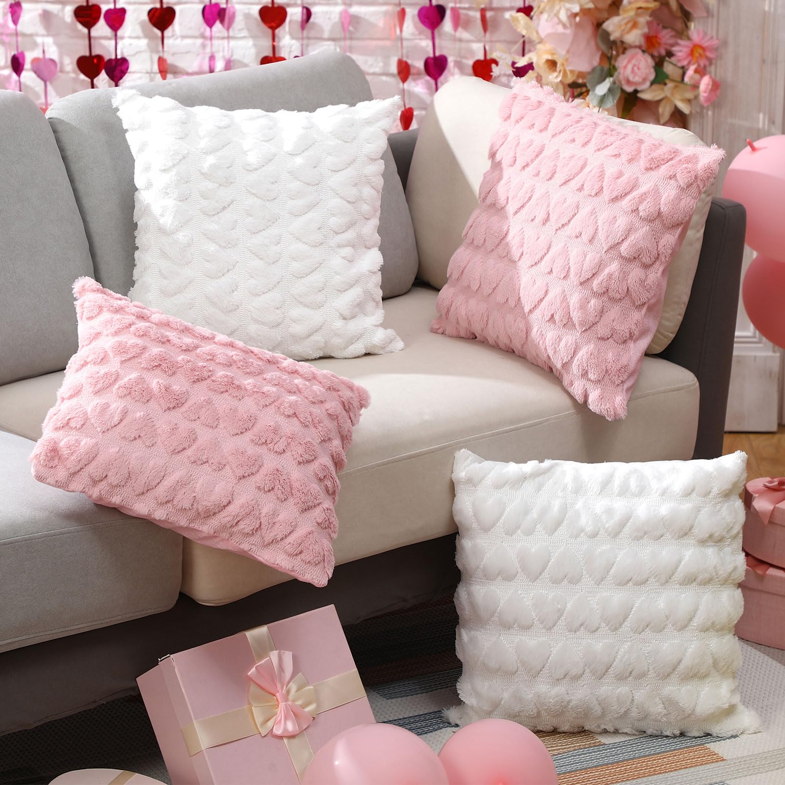 Housses de coussin fausse fourrure douces anti-plis pour rénover un canapé fatigué