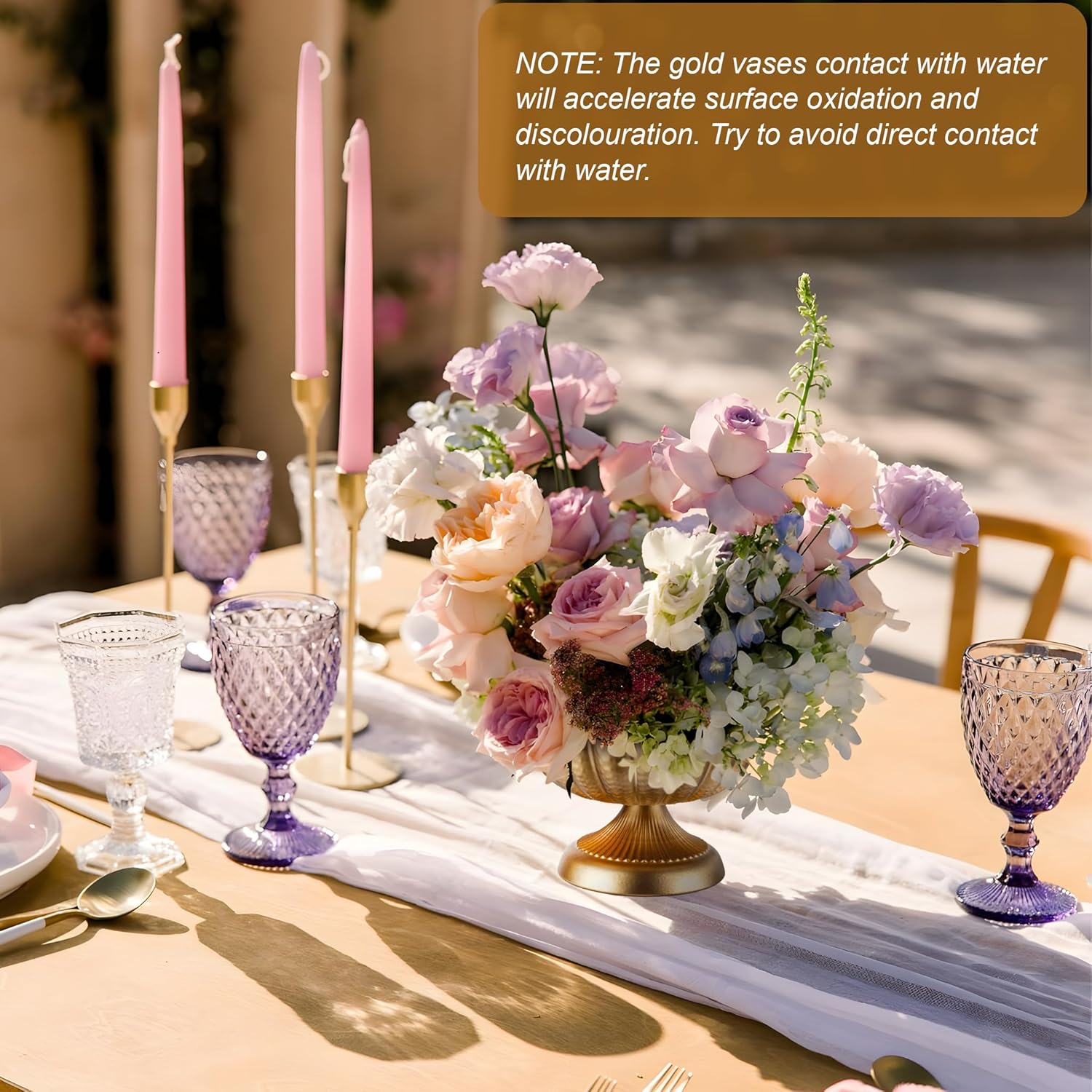 10 Pcs Compote Bowl Vases for Centerpieces Urn Vase, Metal Small Pedestal VaSe Gold Pot, Flower Arrangement for Wedding Anniversary Party Home Decor