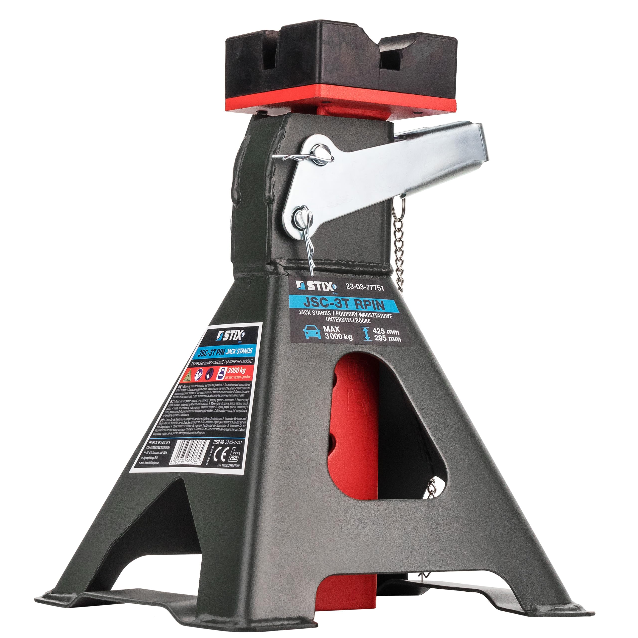 4X Caballetes de apoyo 3T con pinza de seguridad - 4 piezas de gato elevador de pie - Altura ajustable de 275-430 mm - con soporte de goma y doble bloqueo para coches y vehículos