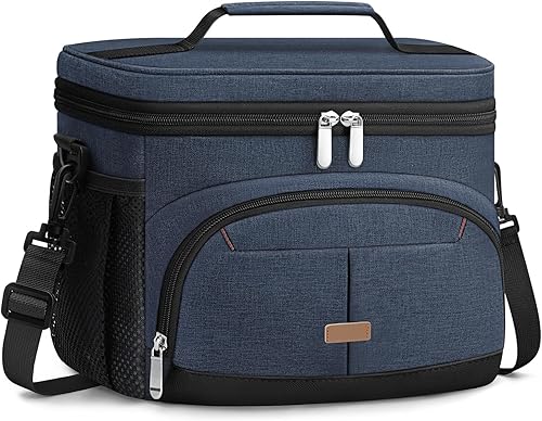 Vista 12 de Caja de almuerzo Pritent para hombre y mujer, bolsa de almuerzo aislada, bolsa refrigerante a prueba de fugas, bolsas de almuerzo con asa extraíble