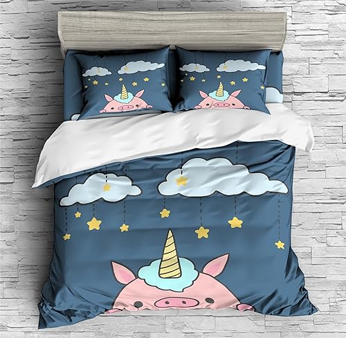 Miniatura 7 de Clouds Unicorn Pig Decoration Duvet Cover Set Rainbow Unicorn Pig Bedding Girl Boy Kids Bed Sets 234PCS Quilt CoversSheetsPillow