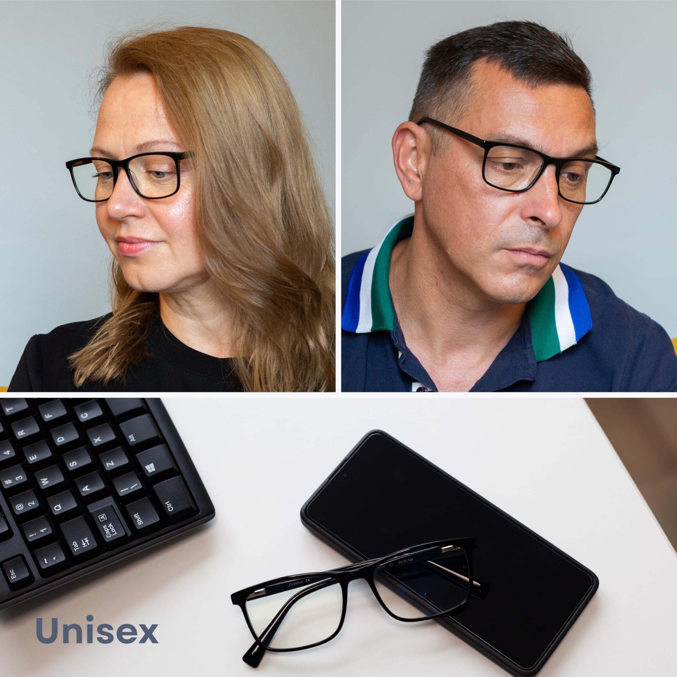 Cvantus Lunettes de lecture Anti-lumière bleue UV Antireflet Homme Femme Carrées