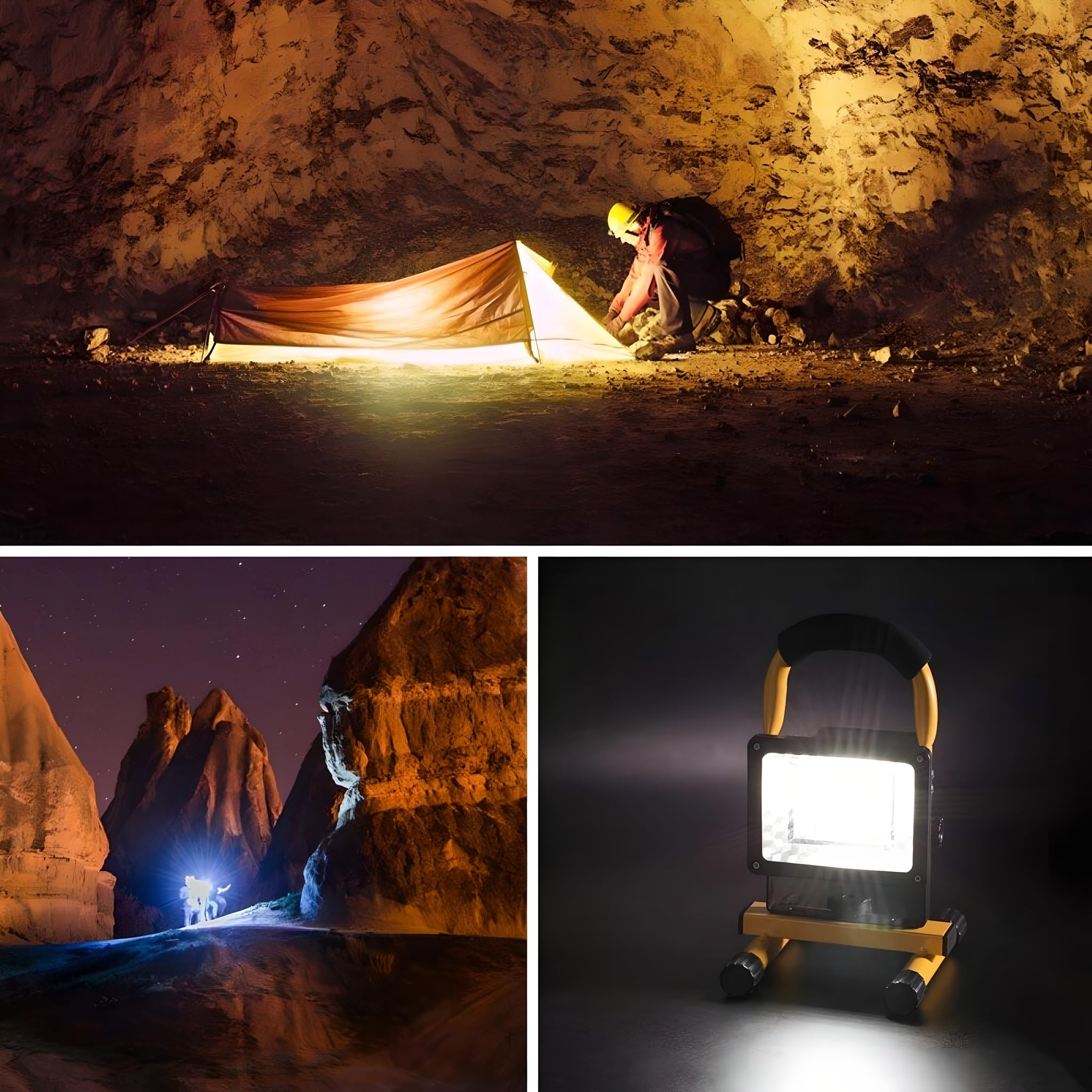 Luz de trabajo LED recargable, luz de trabajo LED portátil con iluminación puntual y carga USB, luces impermeables IP65 para exteriores, camping, sitio de construcción, taller, garaje Remote 12-38h