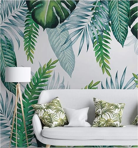 Murwall Leaf Wallpaper Tropical Leaves Wall Murals Watercolor Wall Art Natural Wall Decor Exotic Cafe Design Living Room Bedroom Kitchen