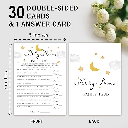 Miniatura 2 de Juego de peleas familiares para baby shower, paquete de 30 tarjetas de juego, 1 clave de respuesta, juego de baby shower Twinkle Star para niños y