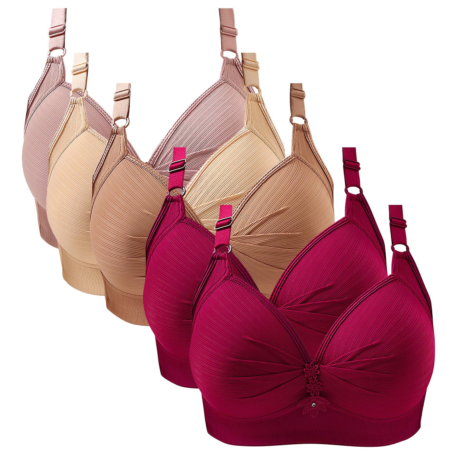 Ropa interior cómoda con cierre frontal, ropa interior diaria sin aros en pack de 3 7
