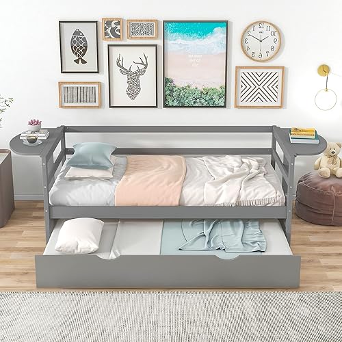 Miniatura 70 de Merax Sofá cama multifuncional de madera con cajones Sofá cama de almacenamiento con cabecero/ahorro de espacio/no necesita somier blanco