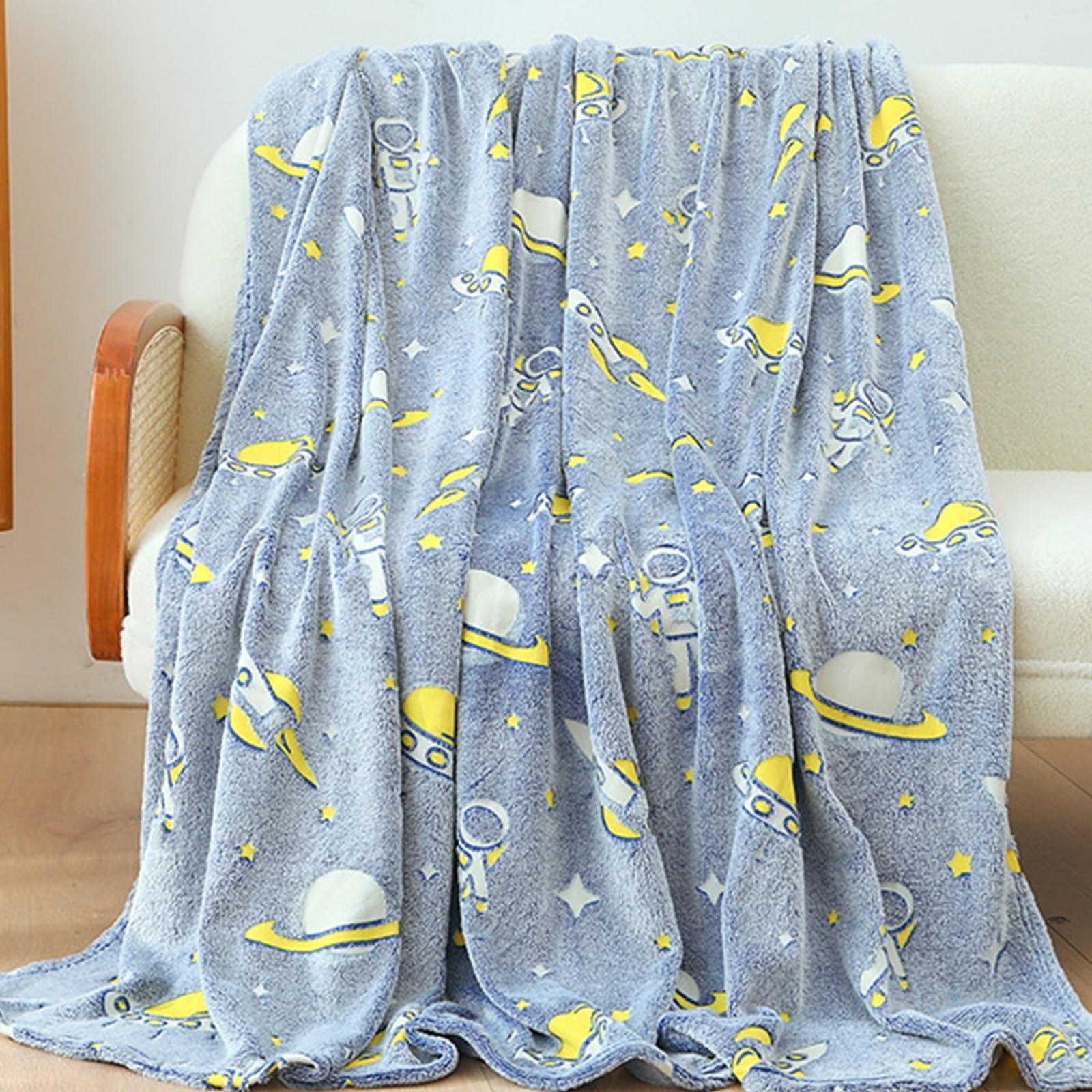 Couverture sieste paresseuse en velours corail bleu taille L douce et chaude