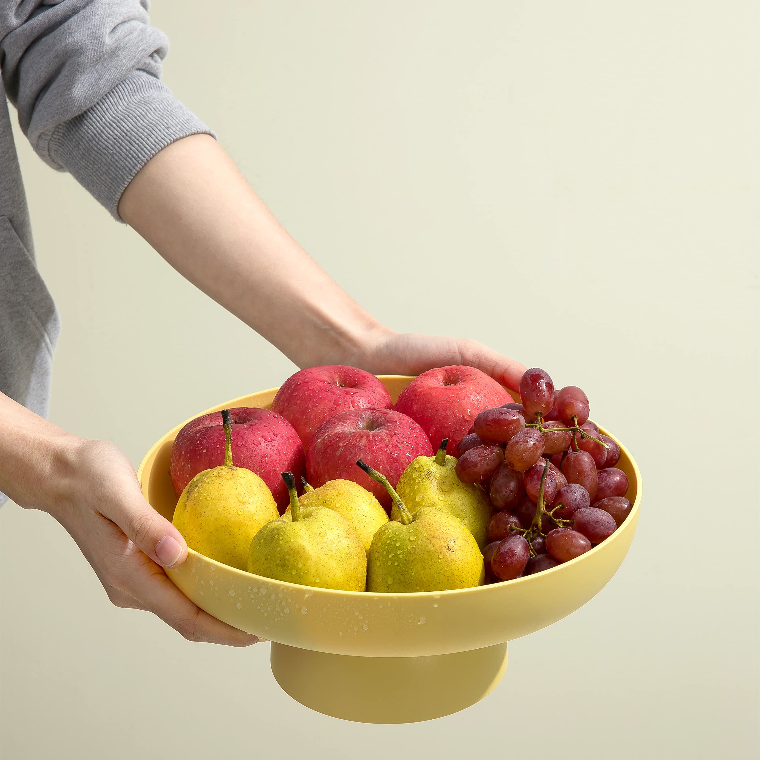 onefitow Cesto per frutta Cestino per frutta per piano di lavoro della cucina Cestini portaoggetti da cucina Supporto per organizzazione, centrotavola decorativo per bancone o tavoli da pranzo (giallo