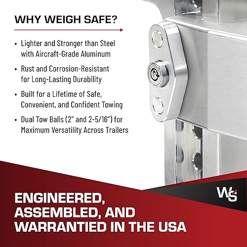 Miniatura 6 de Weigh Safe Soporte de bola de enganche de remolque ajustable, enganche de caída ajustable de 6 pulgadas para receptor de 3 pulgadas, enganche de