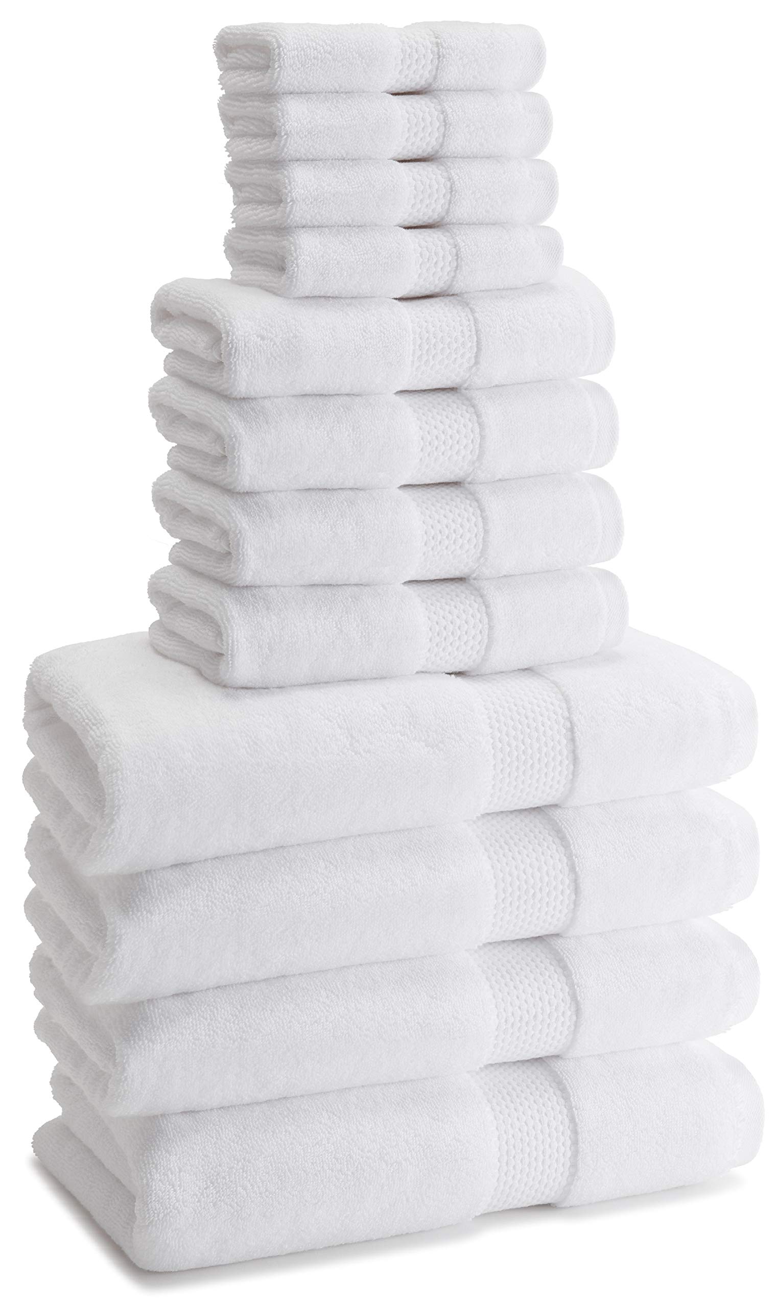 Kassatex Atelier 12 Piece Towel Set, Made in Turkey - 100% Turkish Cotton - White