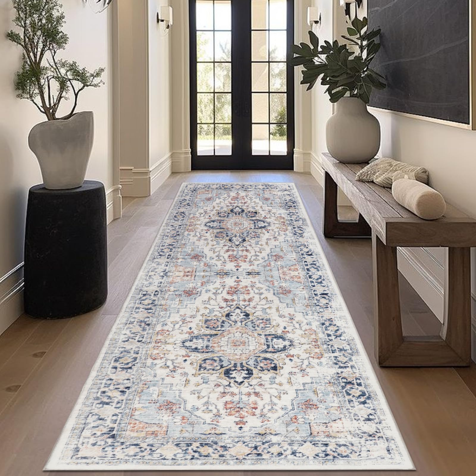 Tapis Couloir 80x200cm Antidérapant Lavable - Poil Ras Homcomodar